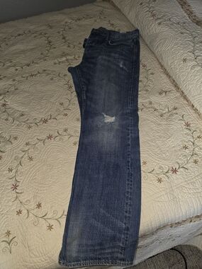 American Eagle Outfitters Slim Straight Dark Blue Distressed Jeans